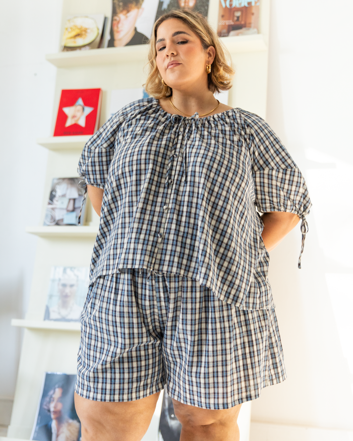 Honey Shorts | Denim Gingham