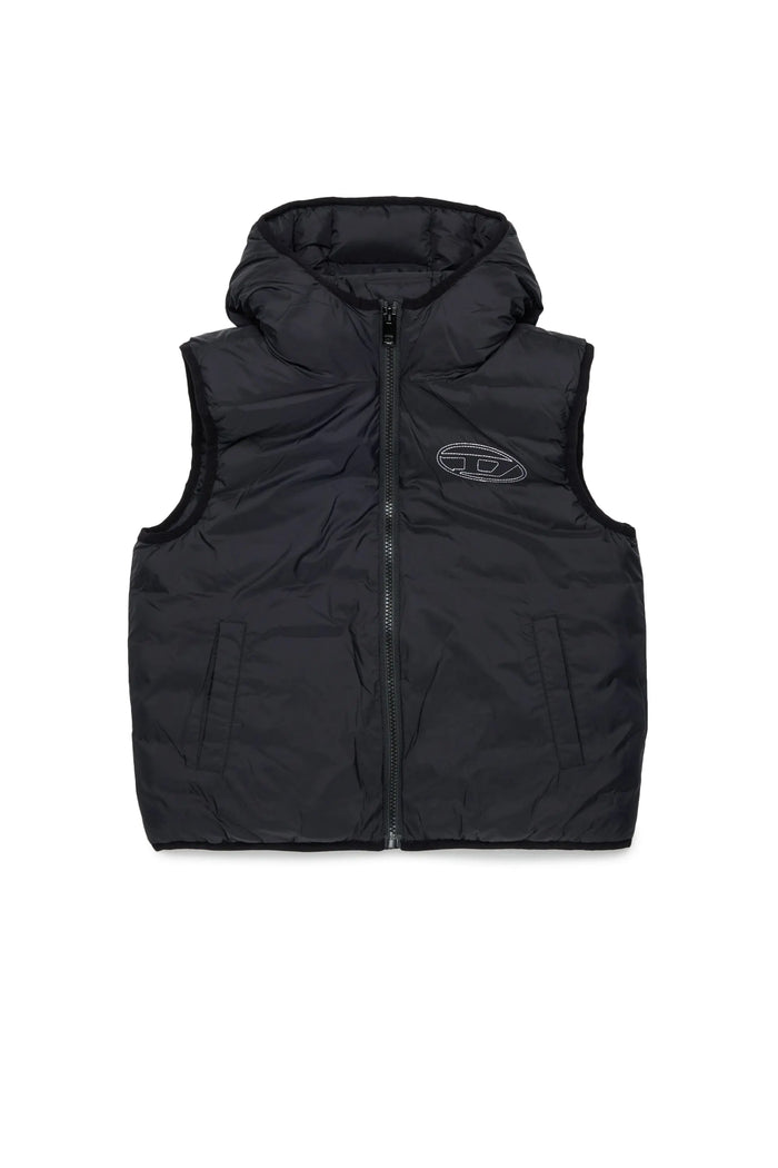 Hooded vest in padded nylon
