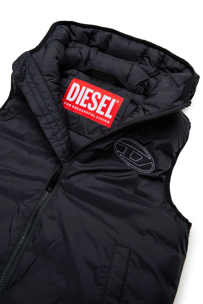 Hooded vest in padded nylon