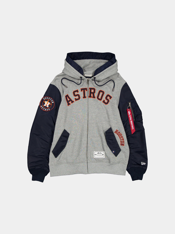 HOUSTON ASTROS X ALPHA X NEW ERA MA-1 ZIP UP HOODIE OUTERWEAR Alpha Industries NAVY S