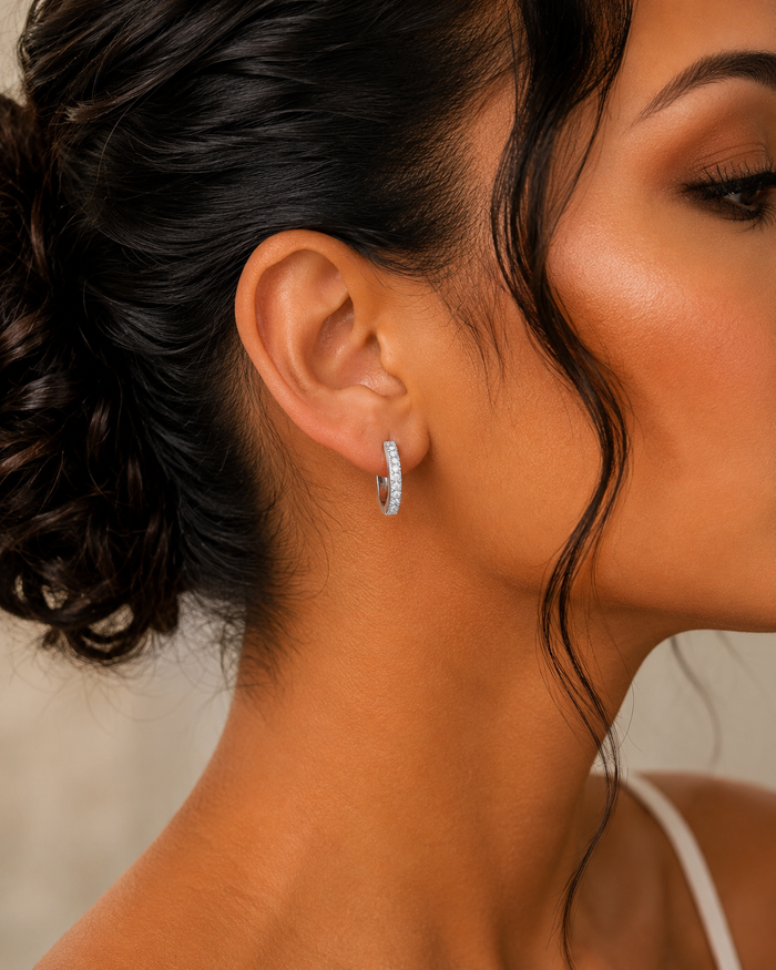Inlaid Moissanite Hoop Earrings