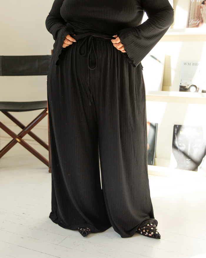 Isla Pants in Black - Adjustable Waistband - The Lullaby Club