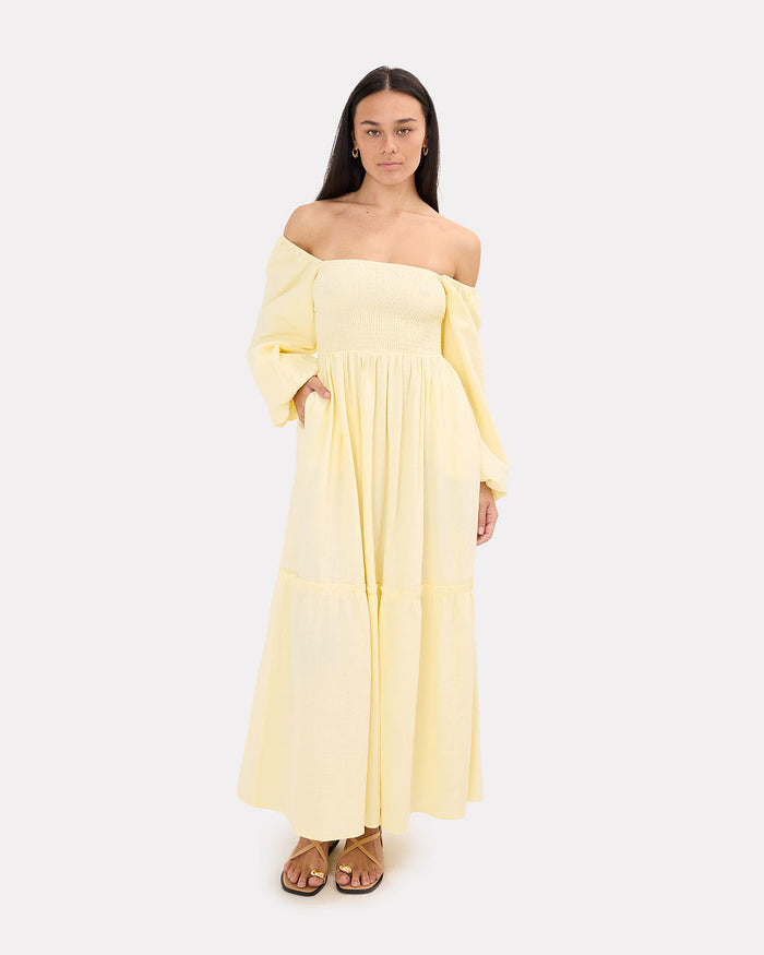 Izzy Maxi Dress in Lemon | Breastfeeding Side Zippers | The Lullaby Club