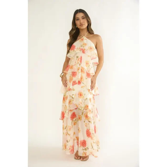 JENNI FLORAL HALTER DRESS