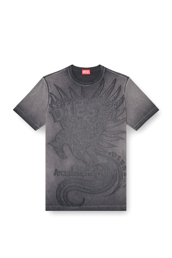 Jersey T-shirt with embossed graphic