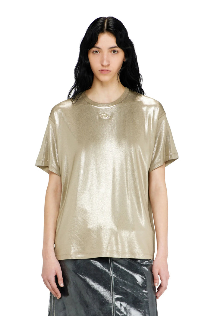 Jersey T-shirt with metallic finish