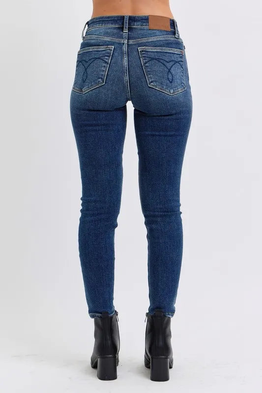 Judy Blue Full Size Run Mid-Rise Skinny Jeans with Thermal Lining