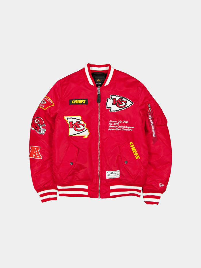 KANSAS CITY CHIEFS X ALPHA X NEW ERA MA-1 BOMBER JACKET OUTERWEAR Alpha Industries RED S