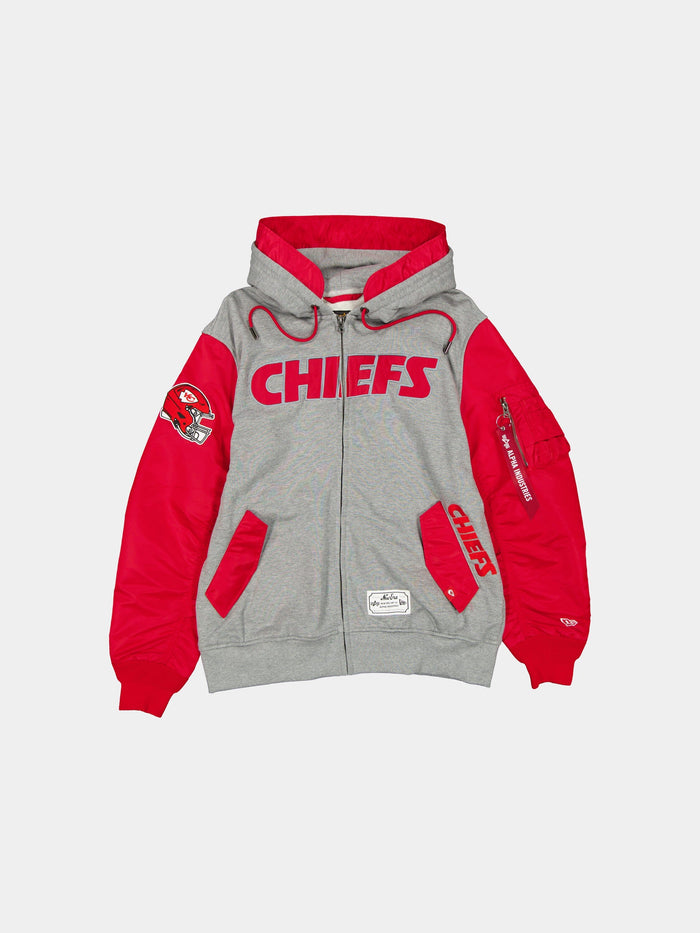 KANSAS CITY CHIEFS X ALPHA X NEW ERA MA-1 ZIP UP HOODIE OUTERWEAR Alpha Industries RED S