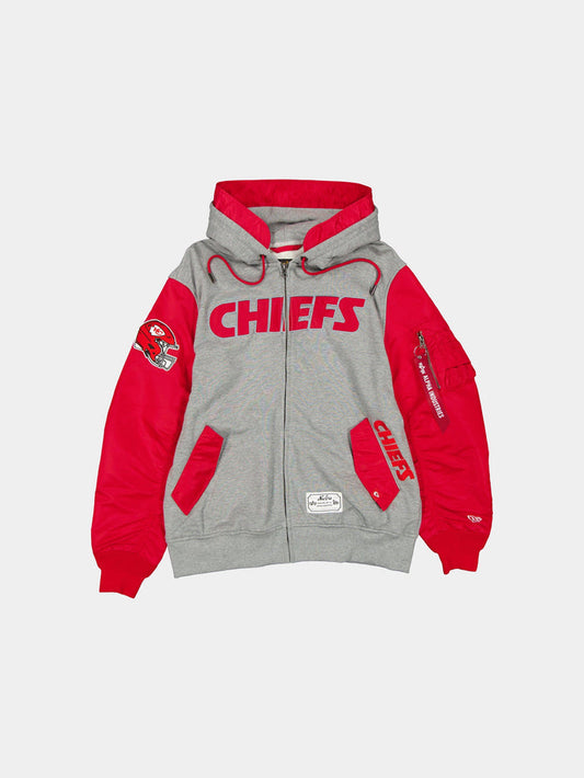 KANSAS CITY CHIEFS X ALPHA X NEW ERA MA-1 ZIP UP HOODIE OUTERWEAR Alpha Industries RED S