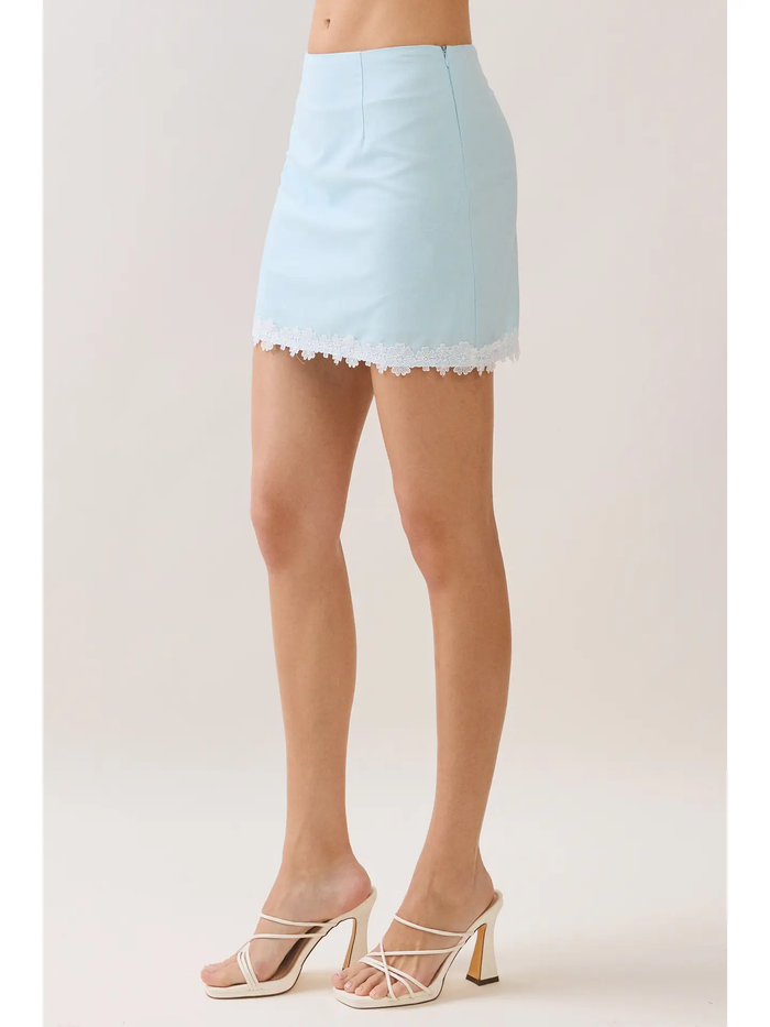 Lace Trim Detail Mini Skirt & Top Set
