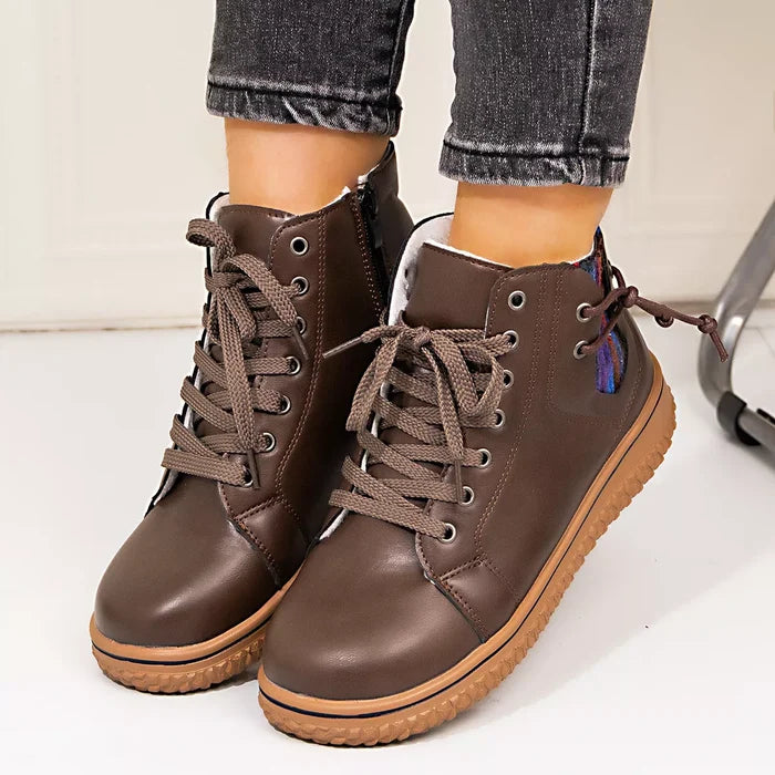 Lace-Up Ankle Boots with Zipper Detail