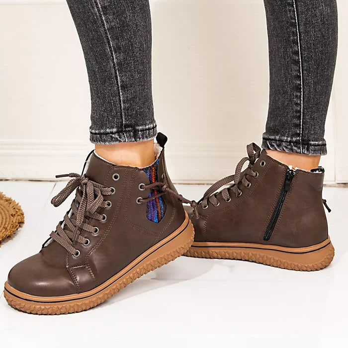 Lace-Up Ankle Boots with Zipper Detail