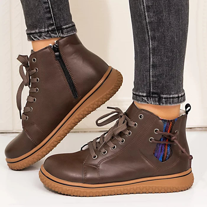 Lace-Up Ankle Boots with Zipper Detail