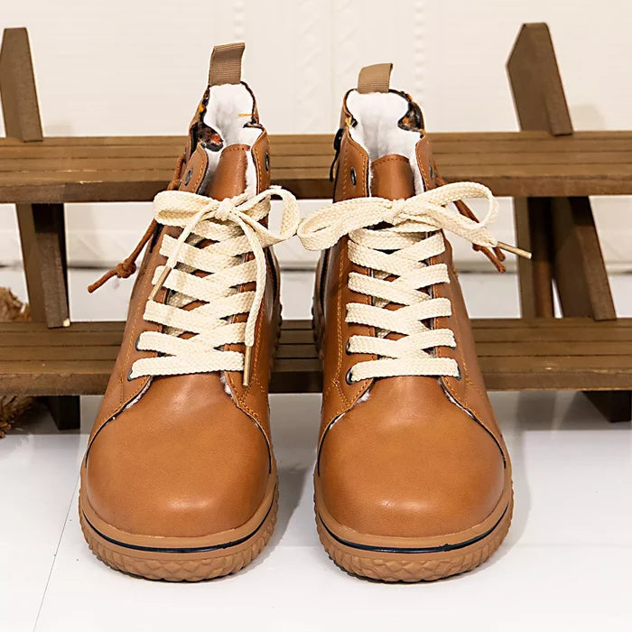 Lace-Up Ankle Boots with Zipper Detail