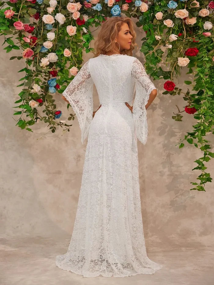 Lace V-Neck Floor length Dress