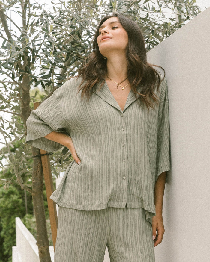 Lacey Shirt | Green Crepe