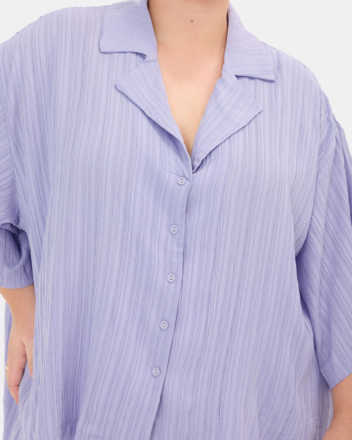 Lacey Shirt in Purple Crepe - Breastfeeding Friendly Top - The Lullaby Club