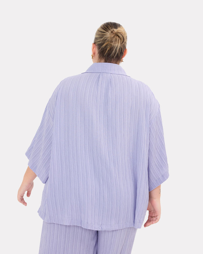Lacey Shirt in Purple Crepe - Maternity & Postpartum Friendly Top - The Lullaby Club