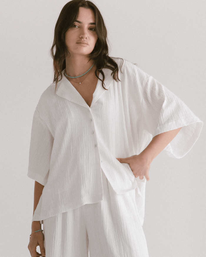 Lacey Shirt | White Crepe