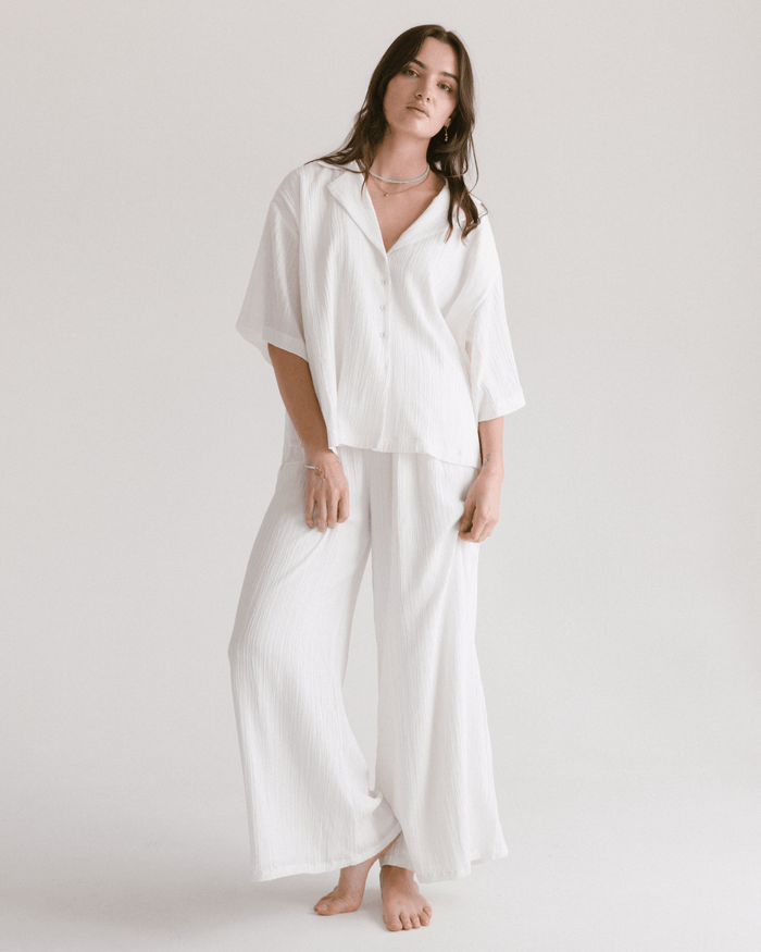 Lacey Shirt | White Crepe