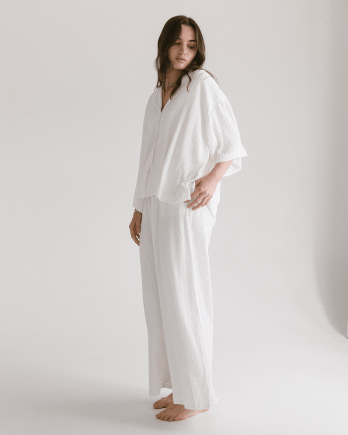 Lacey Shirt | White Crepe