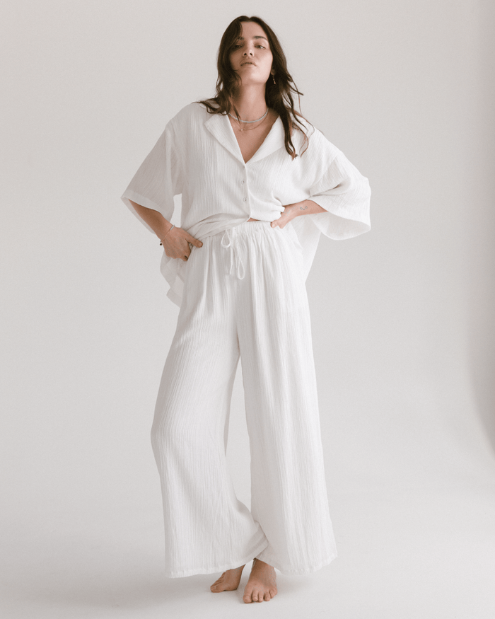 Lacey Shirt | White Crepe
