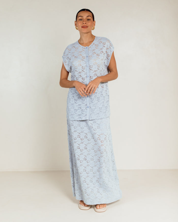 Lacey Skirt in Blue Lace - Size Inclusive Skirt - The Lullaby Club