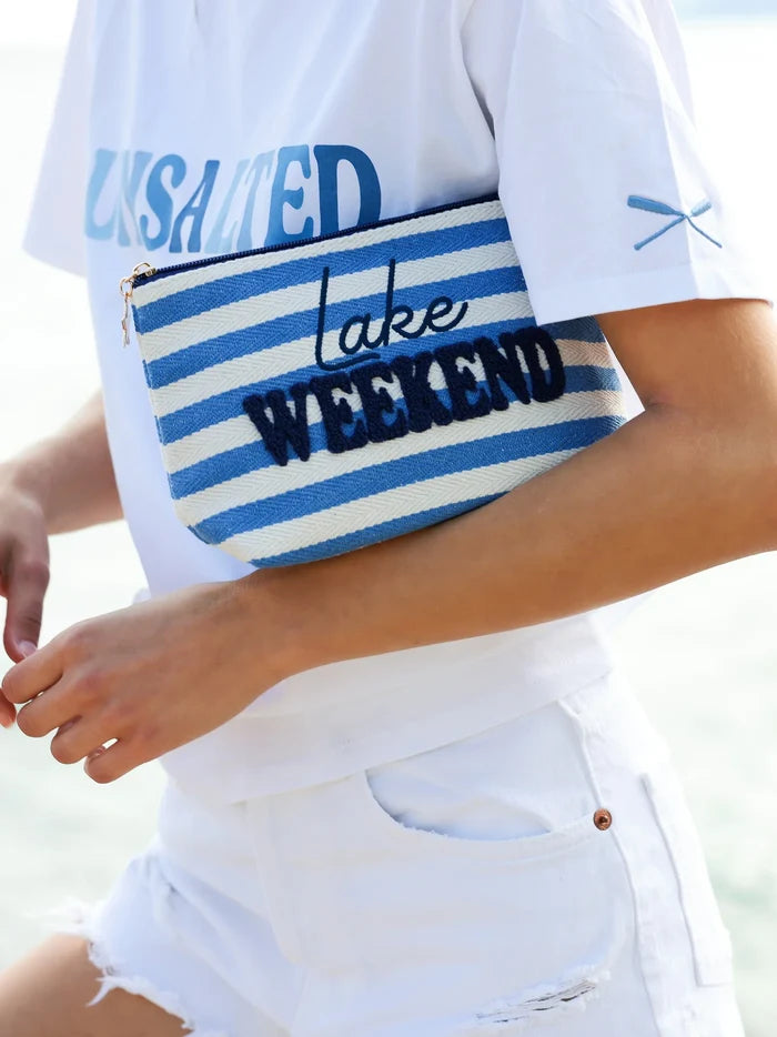 Lake Weekend Large Zip Pouch - Greige Goods