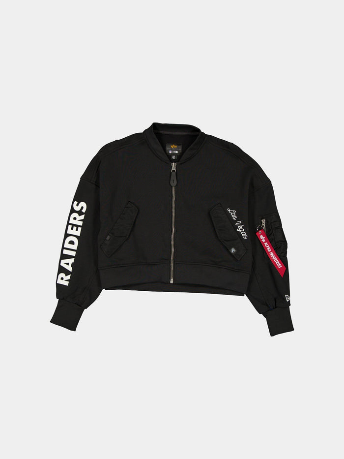 LAS VEGAS RAIDERS X ALPHA X NEW ERA L-2B FRENCH TERRY JACKET WOMENS OUTERWEAR Alpha Industries BLACK XS