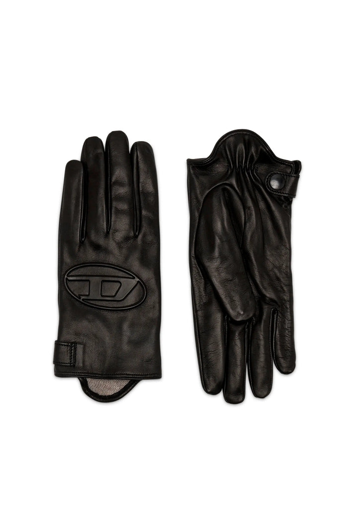 Leather gloves with 3D Oval D logo