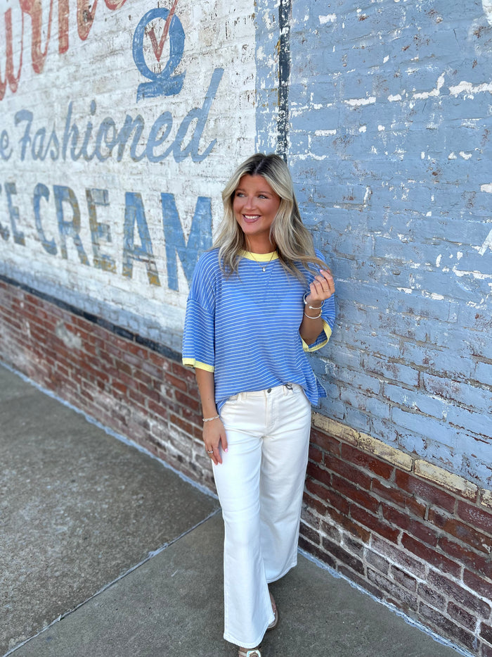 LINEN STRIPE TEE