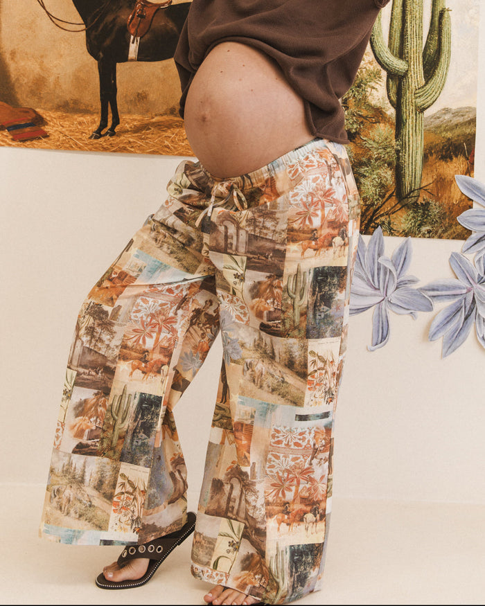 Lola Pants in Meadow Muse - Elastic Waistband Pregnancy Pants - The Lullaby Club