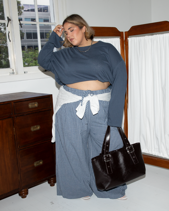 Lola Pants in Navy Gingham - Size Inclusive Pants AU6-26 - The Lullaby Club