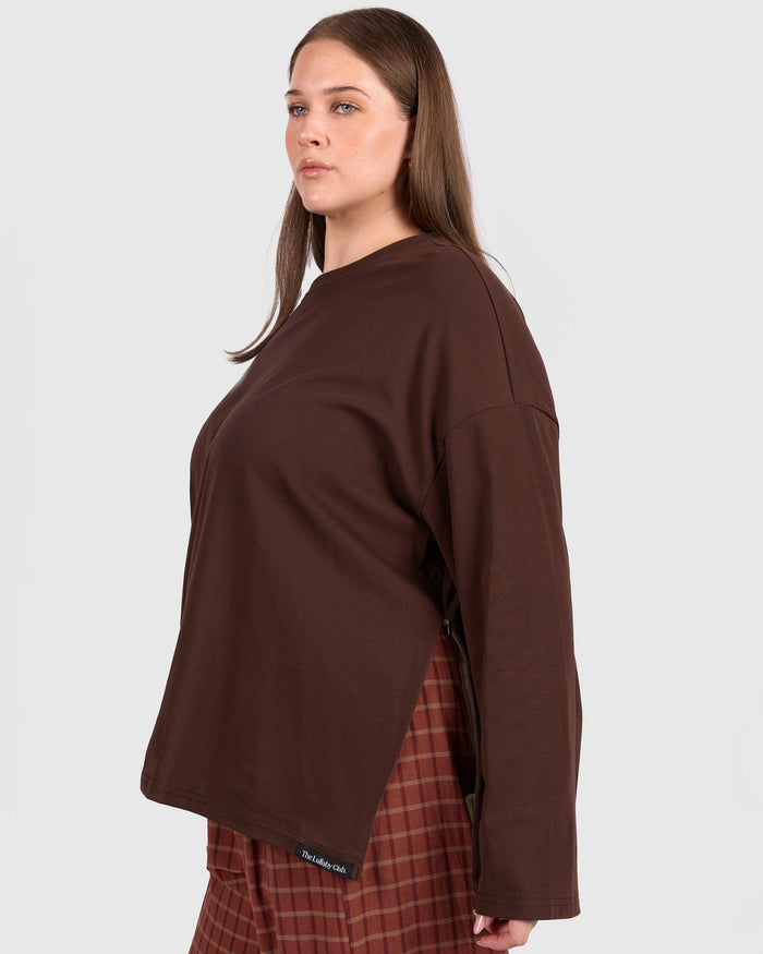 Long Sleeve Essentials Tee | Brown