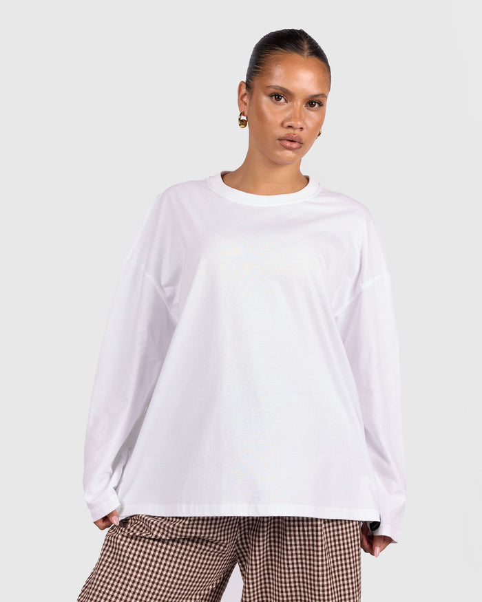 Long Sleeve Essentials Tee | White