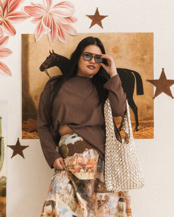 Long Sleeve Essentials Tee Chocolate Knit - Hidden Breastfeeding Zippers - The Lullaby Club