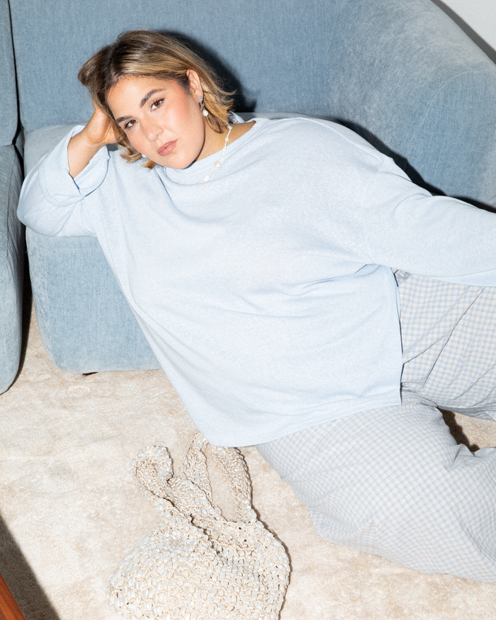 Long Sleeve Essentials Tee in Light Blue - Functional and Oversized Long Sleeve - The Lullaby Club