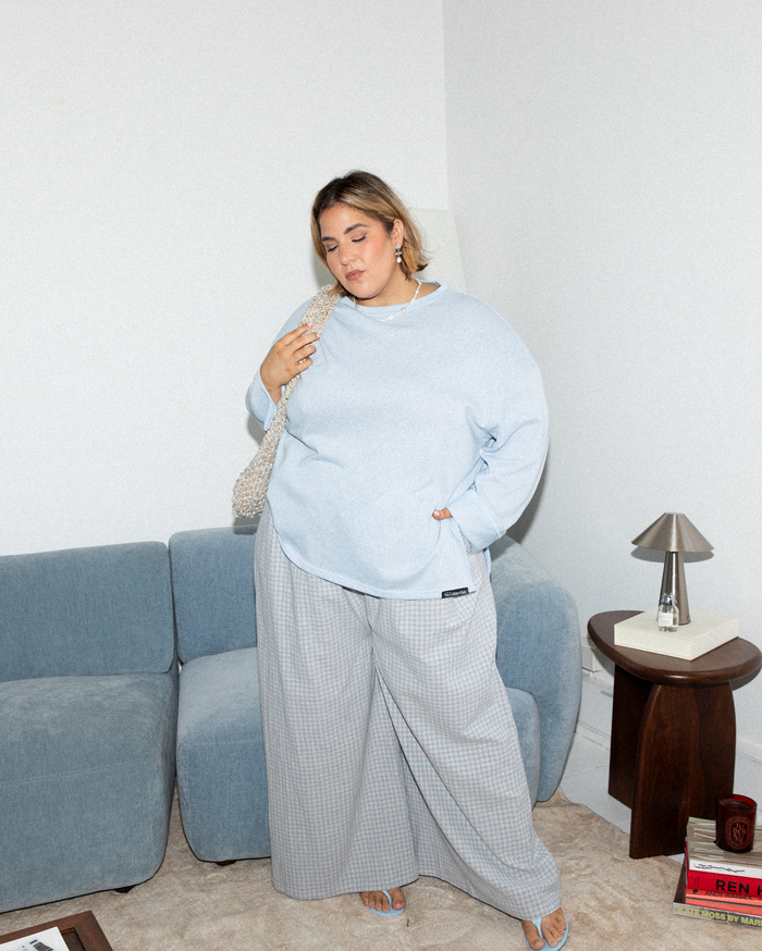 Long Sleeve Essentials Tee in Light Blue - Maternity and Postpartum Friendly Fashion - The Lullaby Club