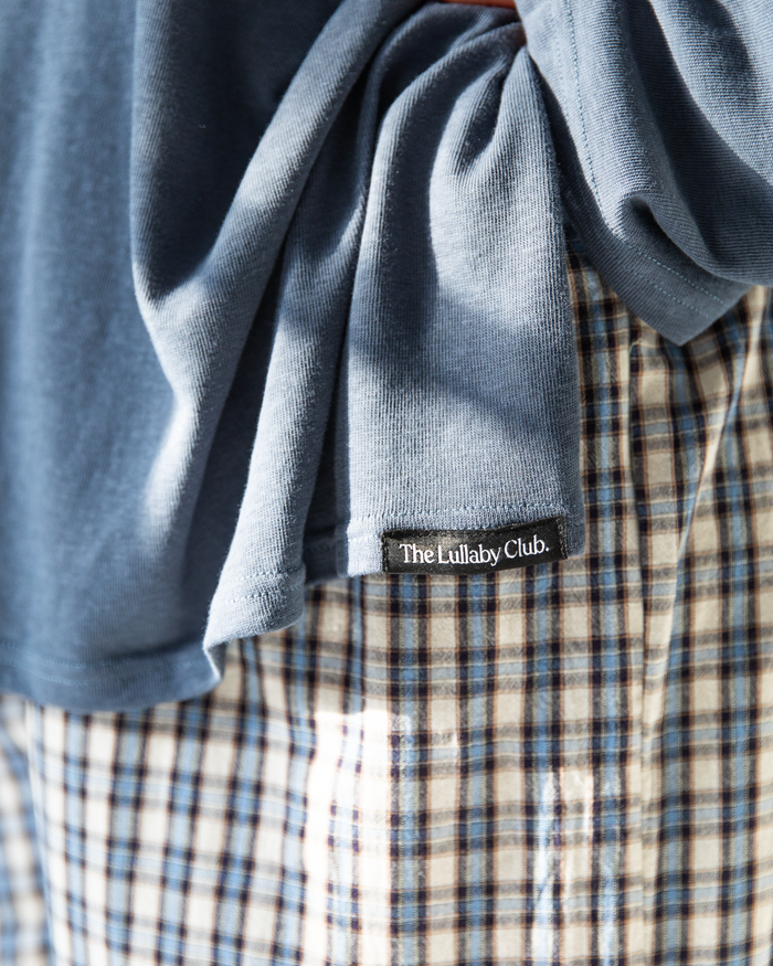 Long Sleeve Essentials Tee in Navy Knit - Soft Breathable Fabric - The Lullaby Club