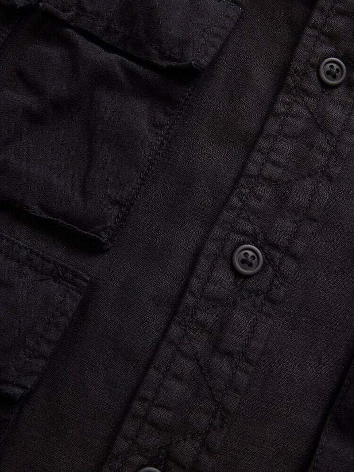 Long Sleeve Multi Pocket Shirt Black by Alpha Industries, buttons, stitching details, pocket flap.