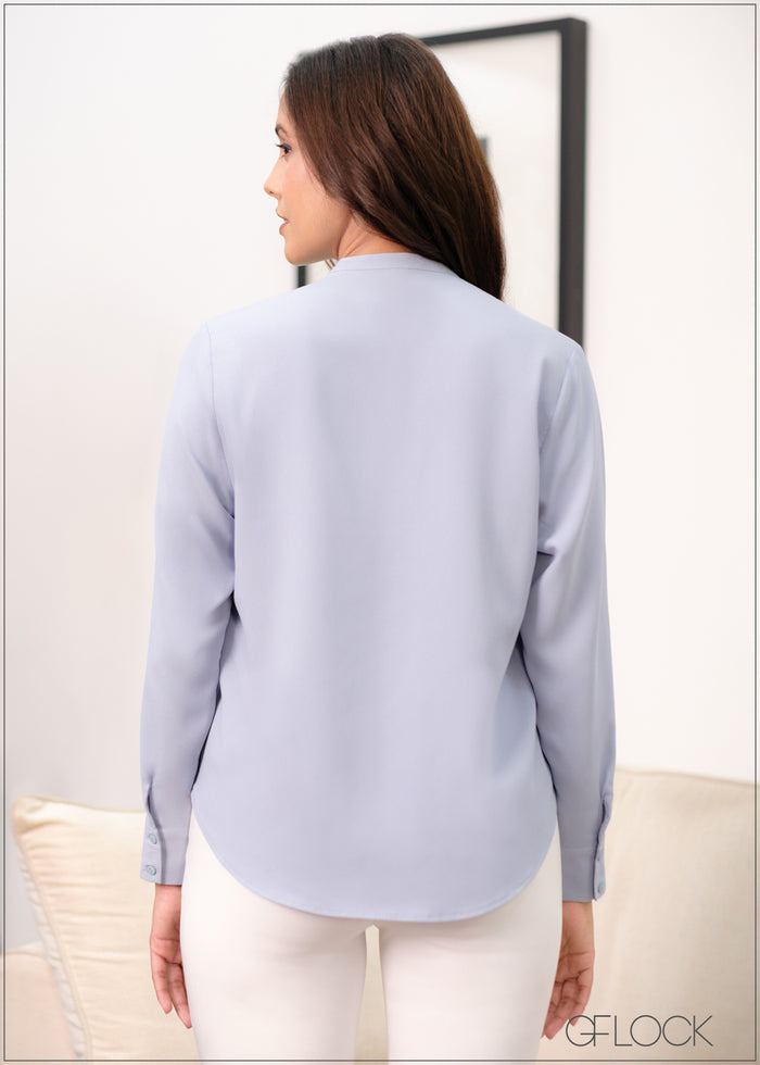 Long Sleeve Neck Detail Top - 250823