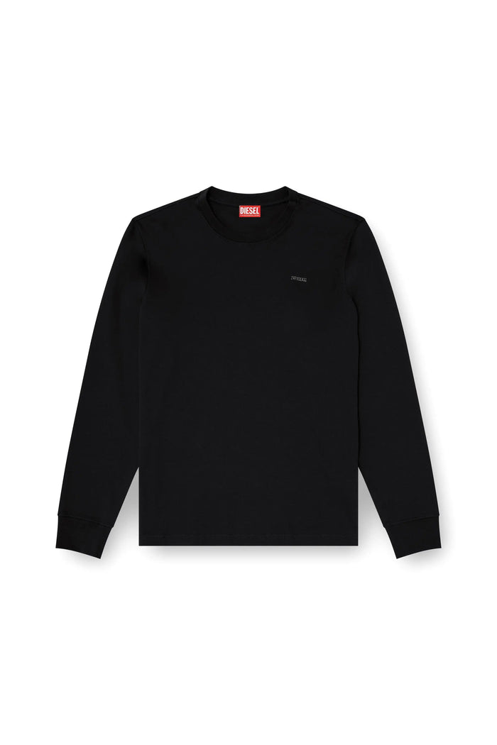 Long-sleeve T-shirt with metal logo plaque