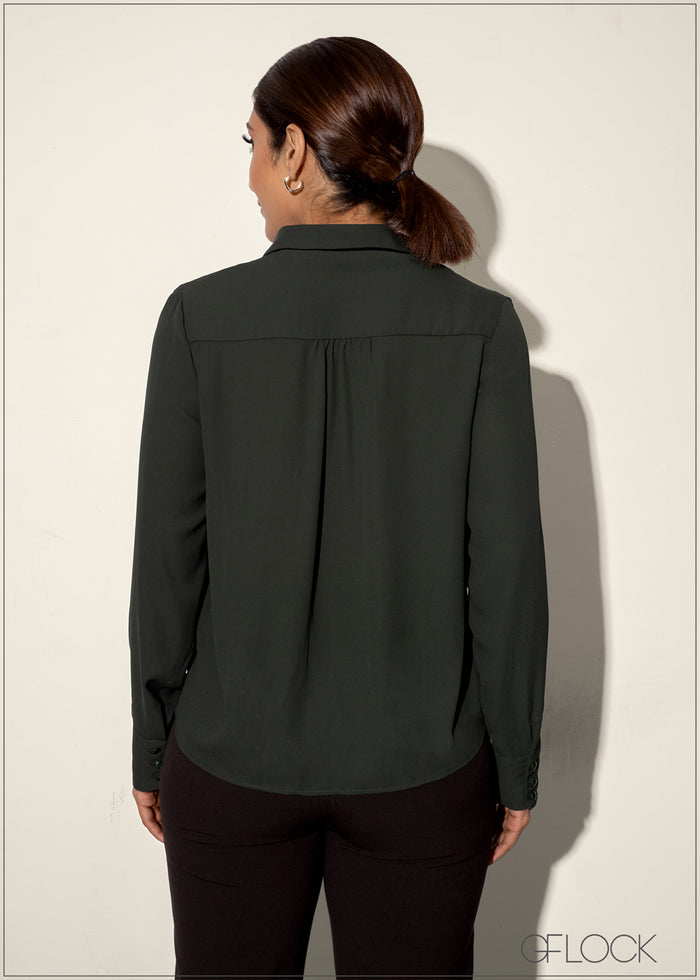 Long Sleeve Top With Ruched Detail - 120224