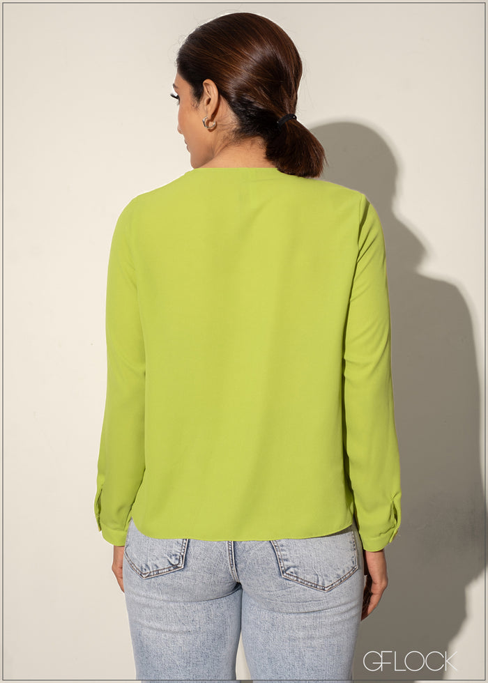 Long Sleeve Top With V-Neck - 120224