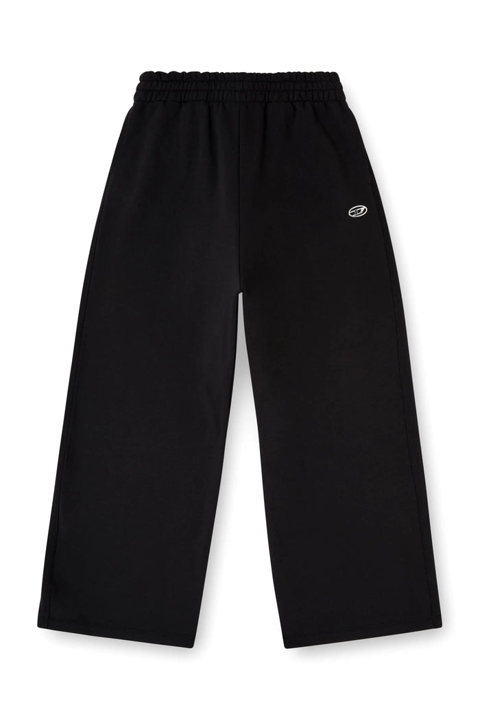 Loose track pants with elastic waistband