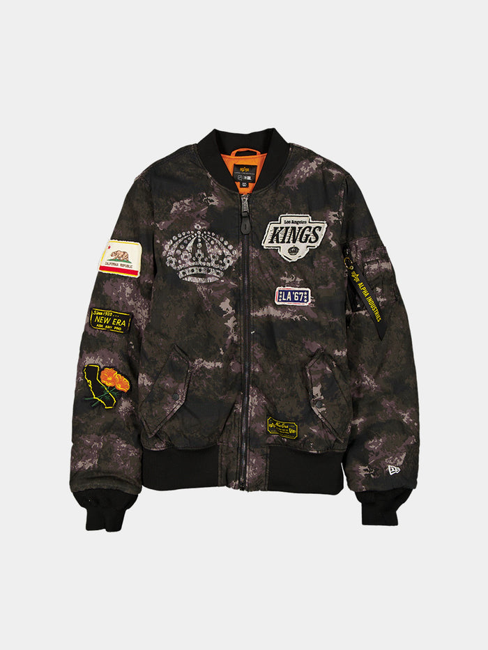 LOS ANGELES KINGS X ALPHA X NEW ERA MA-1 BOMBER JACKET (BLACK CAMO) OUTERWEAR Alpha Industries BLACK S