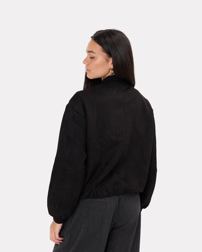 Lucia Bomber Jacket in Black | Maternity Friendly Winterwear | The Lullaby Club