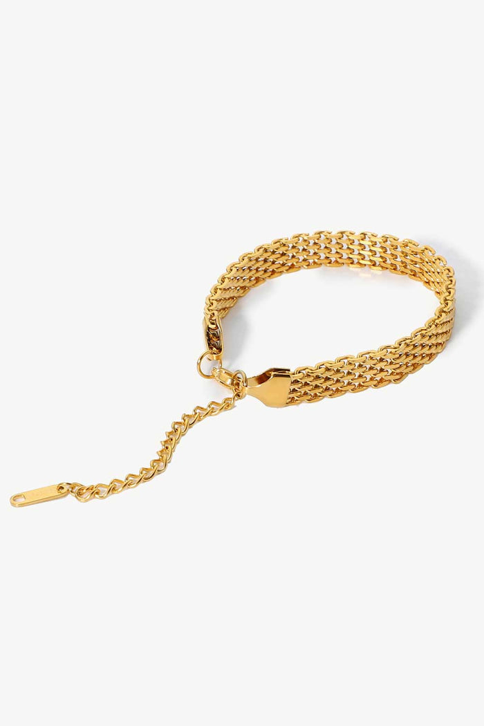 Luxurious 18K Gold-Plated Wide Chain Bracelet - Stylish Elegance