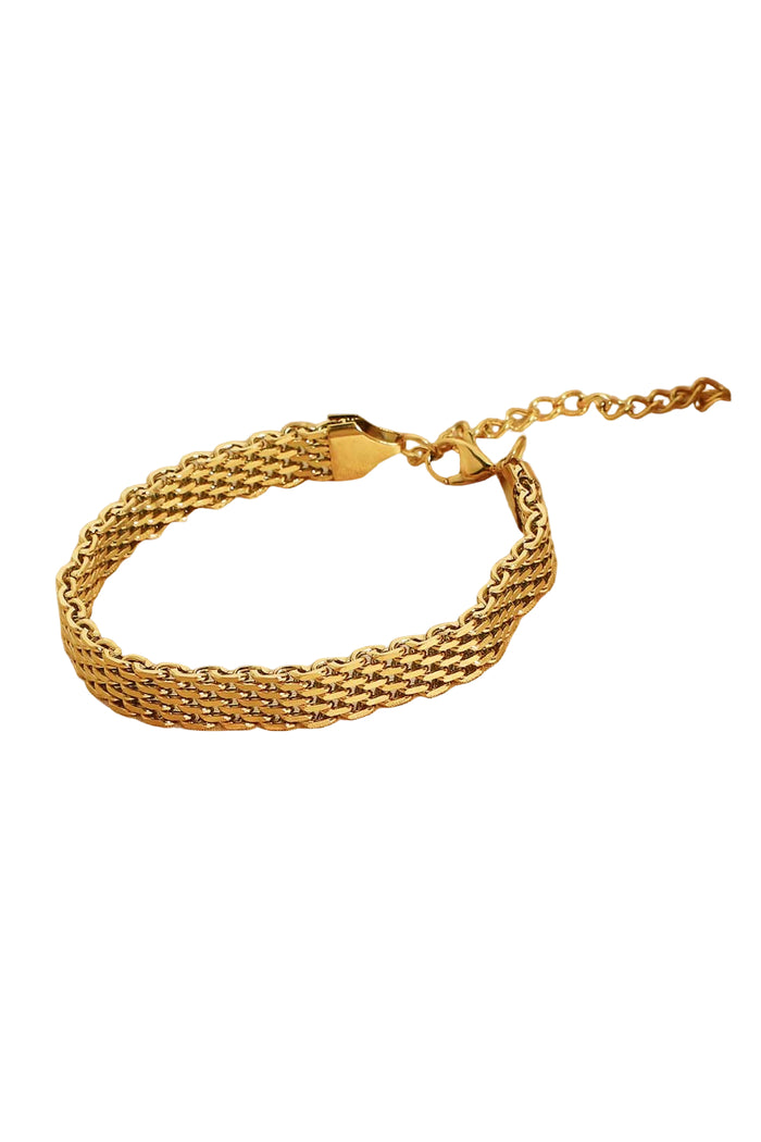 Luxurious 18K Gold-Plated Wide Chain Bracelet - Stylish Elegance